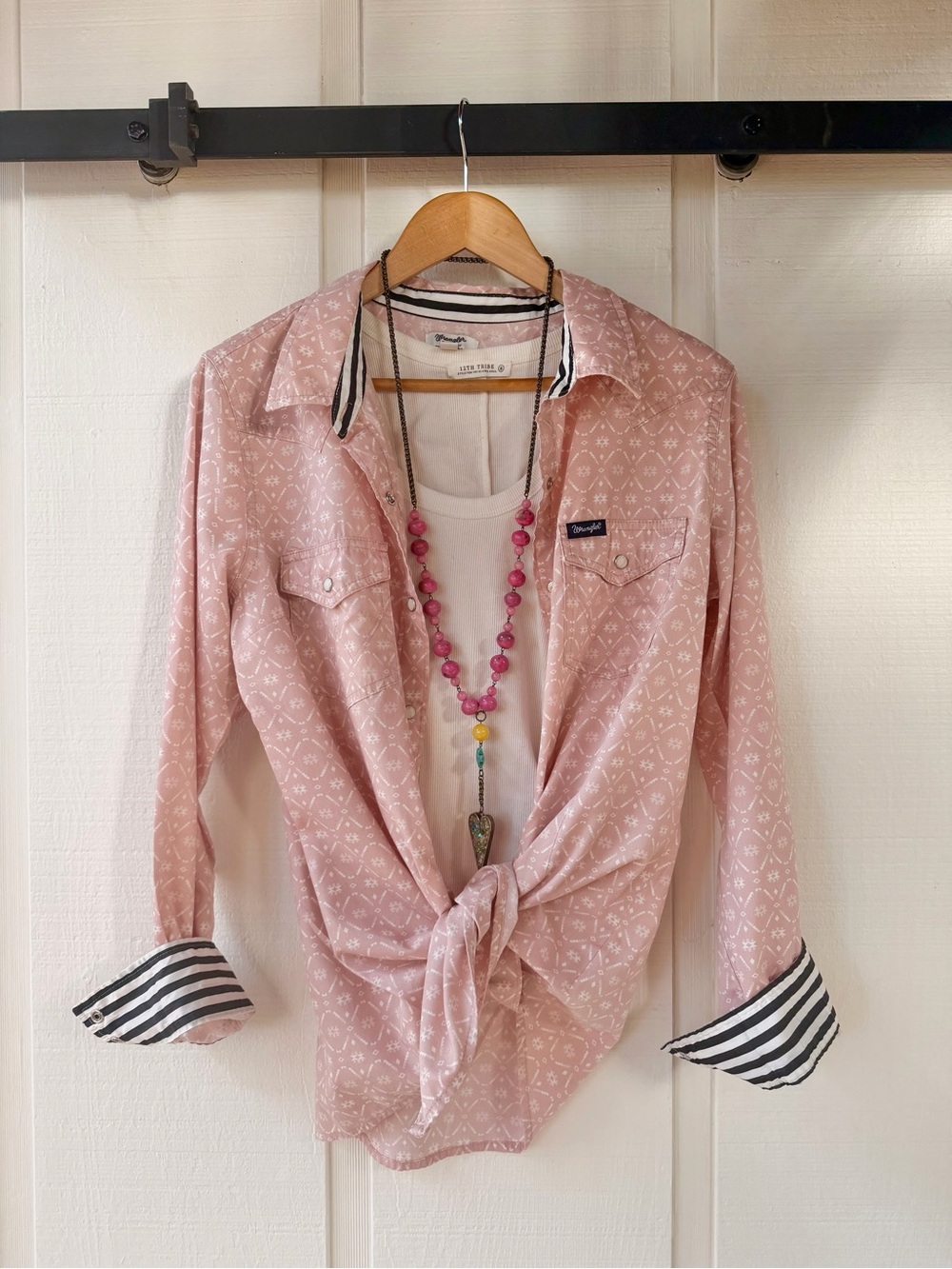 Wrangler Retro Light Pink Printed Western Shirt